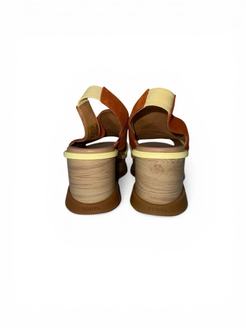 SOREL Joanie III Burnt Orange Suede Wedge Slingback Sandals Size 9.5